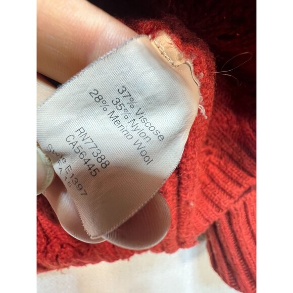 J. Crew Women's Wool Pullover Sweater Cable Knit Stretch Size M Rust Long Sleeve - Picture 4 of 9